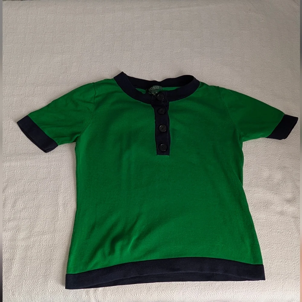 Ralph Lauren Green and Navy Henley Shirt Women's XL See Photos - Picture 2 of 5
